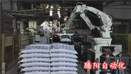 不用人工來(lái)回搬運(yùn)伸縮式輸送機(jī)和碼垛機(jī)器人完成卸車(chē)碼垛省去多個(gè)人工
